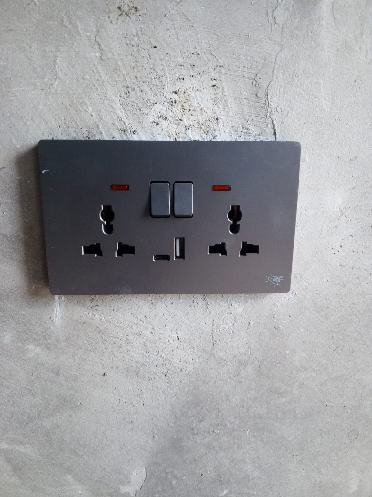 Matte Charcoal USB Double Socket